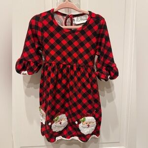 NWOT Rare Editions 2T Girls Red & Black Buffalo Plaid Santa Christmas Dress